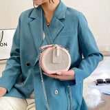 Circular Crossbody Bag Beading Chain Shoulder Handbag