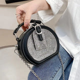Circular Crossbody Bag Beading Chain Shoulder Handbag