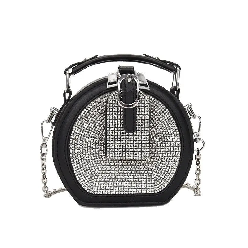Circular Crossbody Bag Beading Chain Shoulder Handbag
