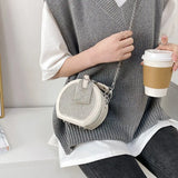 Circular Crossbody Bag Beading Chain Shoulder Handbag