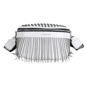 Leather Waist Pack Fanny Pack Chest Bag Tassel Crossbody Belt Bag Phone Pouch