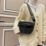Leather Waist Pack Fanny Pack Chest Bag Tassel Crossbody Belt Bag Phone Pouch