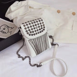 Rivet Crossbody Bag with Tassel Chain Small Handbag