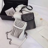 Rivet Crossbody Bag with Tassel Chain Small Handbag