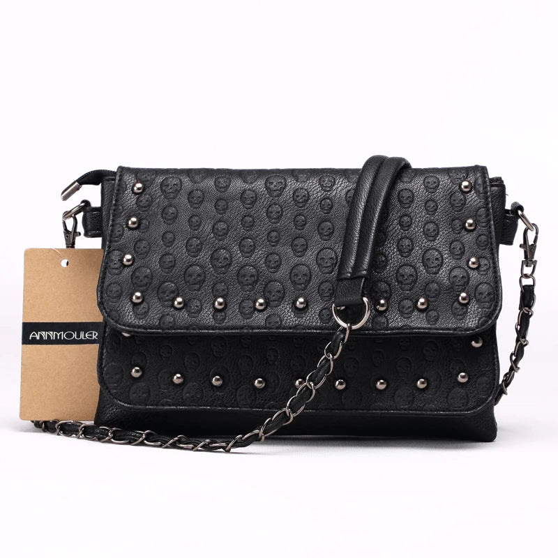 Rivet Skull Bag Pu Leather Bag Women Messenger Bags Tote Purse Handbag