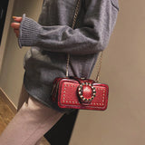 Small Square Rivet Shoulder Bag High Chain Crossbody Bolsa De Hombro