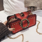 Small Square Rivet Shoulder Bag High Chain Crossbody Bolsa De Hombro