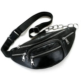 Rivet Style PU Waist Bag Chain Fanny Pack Steampunk Retro Rock Belt
