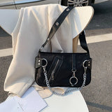 Rivet Women Shoulder Bag Casual Handbag With Mini Pocket Chain