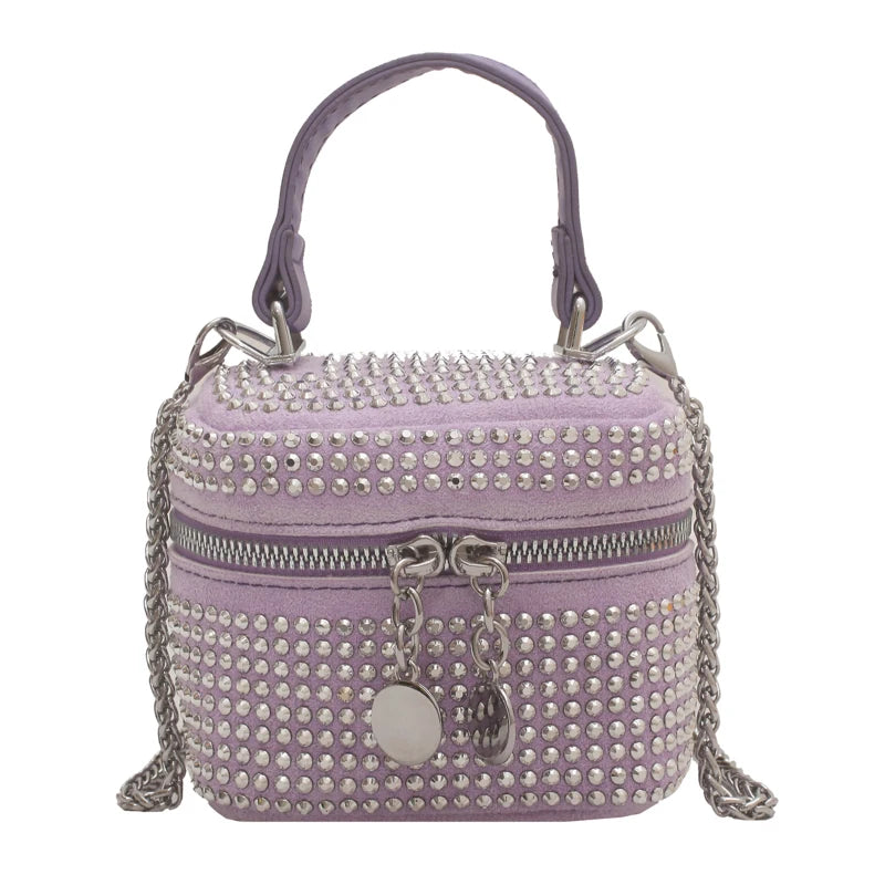 Rivet Women's Shoulder Bag Chain Cosmetic Bag Ladies Box Handbag