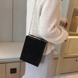 Rivet Women's Small Shoulder Bag Box Handbag Evening Crossbody Bag