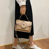 Rivet Women's Square Chain Handbags All-match Ladies Messenger Shoulder Bag
