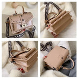 Rivet Women's Square Chain Handbags All-match Ladies Messenger Shoulder Bag
