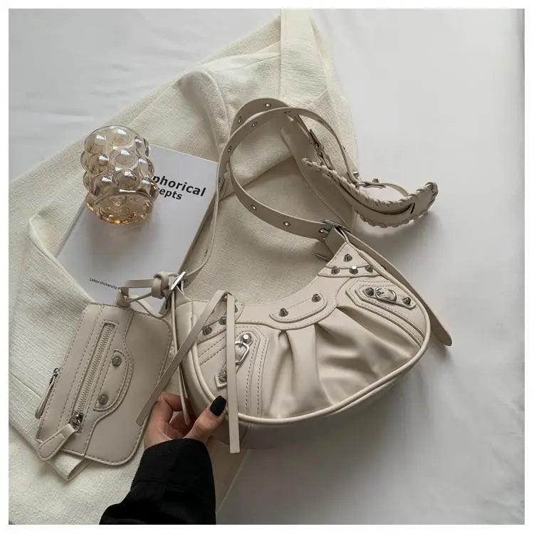 Rivets Armpit Shoulder Bag 2 Pcs/set