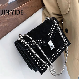Rivets Leather Crossbody Bag For Women Chain Handbag and Purses