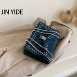 Rivets Leather Crossbody Bag For Women Chain Handbag and Purses