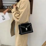 Rivets Leather Crossbody Bag For Women Chain Handbag and Purses