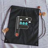 Road Sign Letters Print Drawstring Bag Outdoor Fitness Sport Bags Bundle Pocket