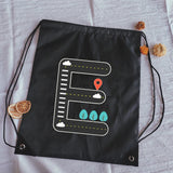 Road Sign Letters Print Drawstring Bag Outdoor Fitness Sport Bags Bundle Pocket