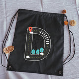 Road Sign Letters Print Drawstring Bag Outdoor Fitness Sport Bags Bundle Pocket