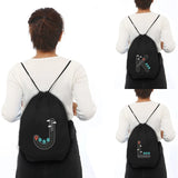 Road Sign Letters Print Drawstring Bag Outdoor Fitness Sport Bags Bundle Pocket