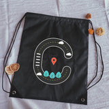 Road Sign Letters Print Drawstring Bag Outdoor Fitness Sport Bags Bundle Pocket