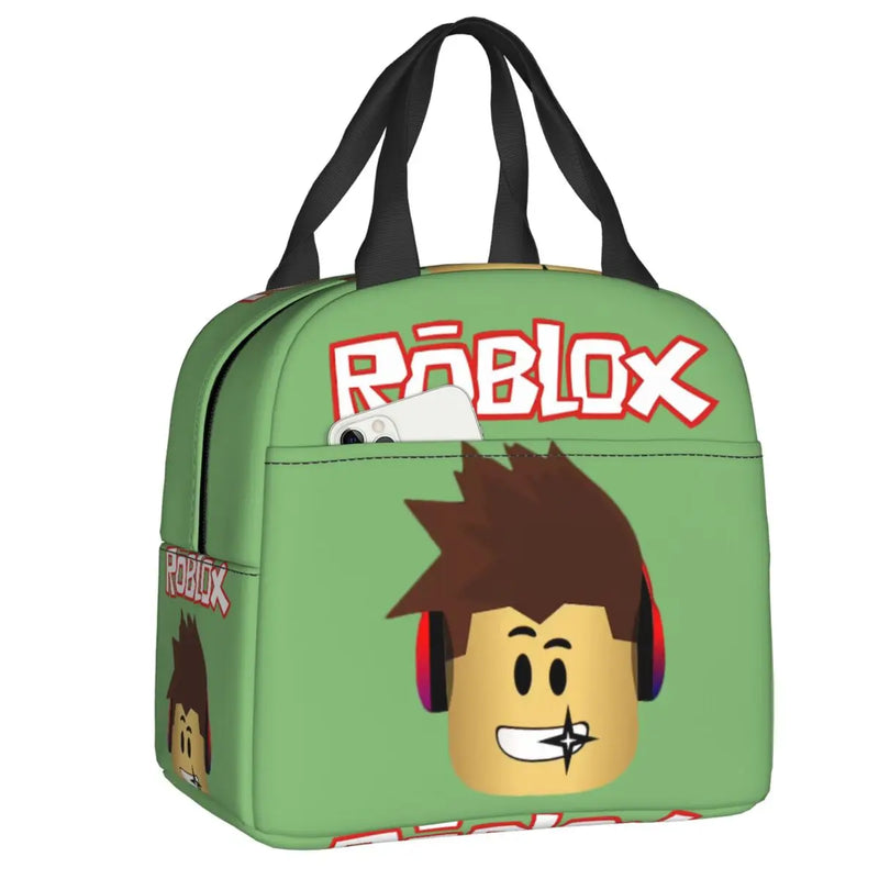 Robot Anime Game Robloxs Insulated Lunch Bag for Outdoor Picnic