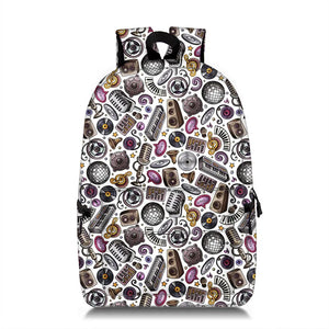 Rock Musical Instrument Notes Print Backpack for Teens