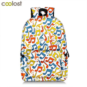 Rock Musical Instrument Notes Print Backpack for Teens