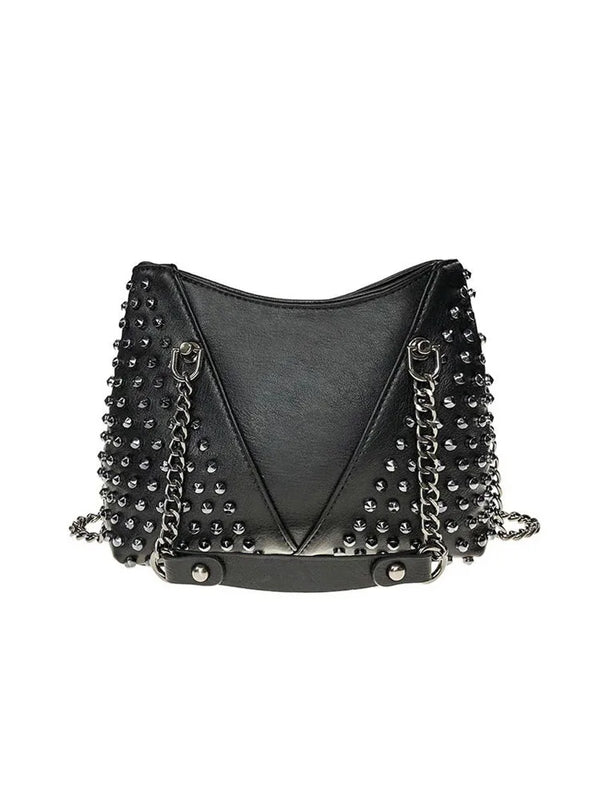 Rock Rivet Shoulder Bag Small Handbag for Women Punk Handbag