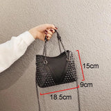 Rock Rivet Shoulder Bag Small Handbag for Women Punk Handbag