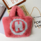 Plush Tote Bag Chain Women Bag Handbag Shoulder Bags Soft Fluffy Bags