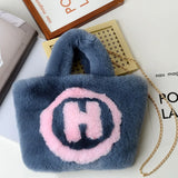 Plush Tote Bag Chain Women Bag Handbag Shoulder Bags Soft Fluffy Bags