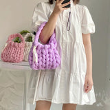 Acrylic Chain Crochet Bag for Women Chunky Knit Purse