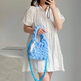 Chunky Knit Underarm Bag Acrylic Chain Crochet Crossbody Purse