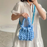 Chunky Knit Underarm Bag Acrylic Chain Crochet Crossbody Purse