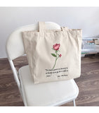 Rose Embroidery Canvas Bag Vintage Ladies Flower Shoulder Handbag