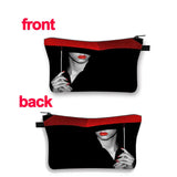 Red&Black Rose Embroidery Cosmetic Case Woman travel Bag