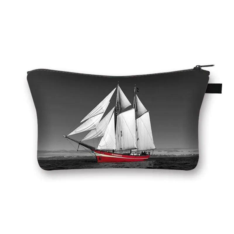 Red&Black Rose Embroidery Cosmetic Case Woman travel Bag