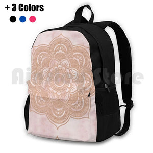 Rose Mandala-Pink Marble Outdoor Hiking Backpack