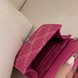 Rose Pink Women Lock Shoulder Bags Plaid Ladies Small Square Crossbody Bag