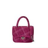 Rose Pink Women Lock Shoulder Bags Plaid Small Square Crossbody