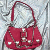 Vintage Rose Red Heart Goth Shoulder Bag Lolita Y2K Harajuku Female