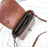 Square Crossbody Bag Women Retro Leather Brown Shoulder Messenger Bag