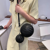 Round Ball Crossbody Bag For Women PU Leather Basketball Bags Ball Shape Creativ