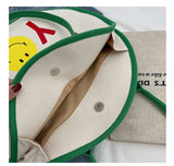 Round Cartoon Canvas Bag Large Capacity Handbags