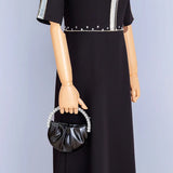 Round Diamond Evening Clutch Bags Metal Handle Rhinestone Purses Bling Handbags