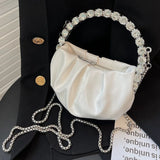 Round Diamond Evening Clutch Bags Metal Handle Rhinestone Purses Bling Handbags