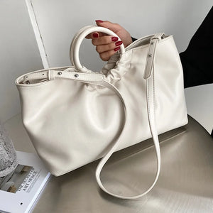 Round Handle Women Handbag PU Leather Shoulder Crossbody Bag