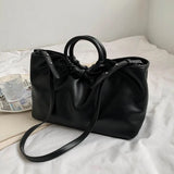 Round Handle Women Handbag PU Leather Shoulder Crossbody Bag